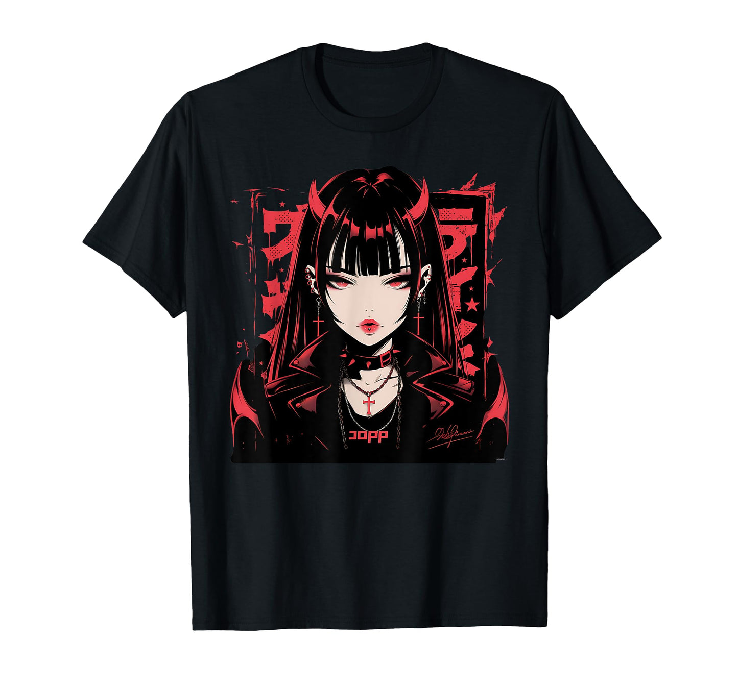 Goth Grunge Demon Anime Girl Waifu Horror Alt Aesthetic T-Shirt