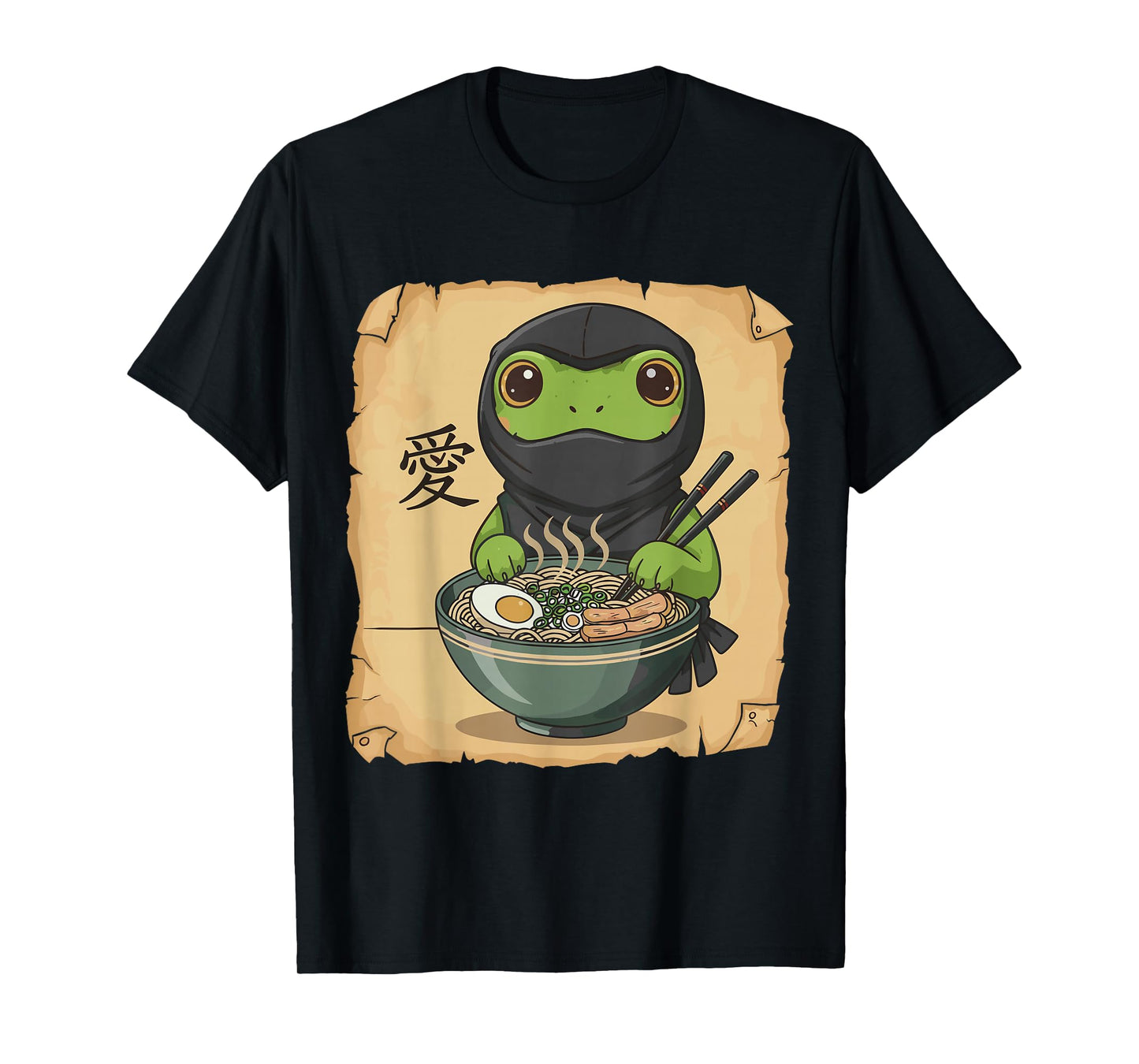 Ramen Ninja Frog Noodle Kawaii Lover Japanese Funny Graphic T-Shirt