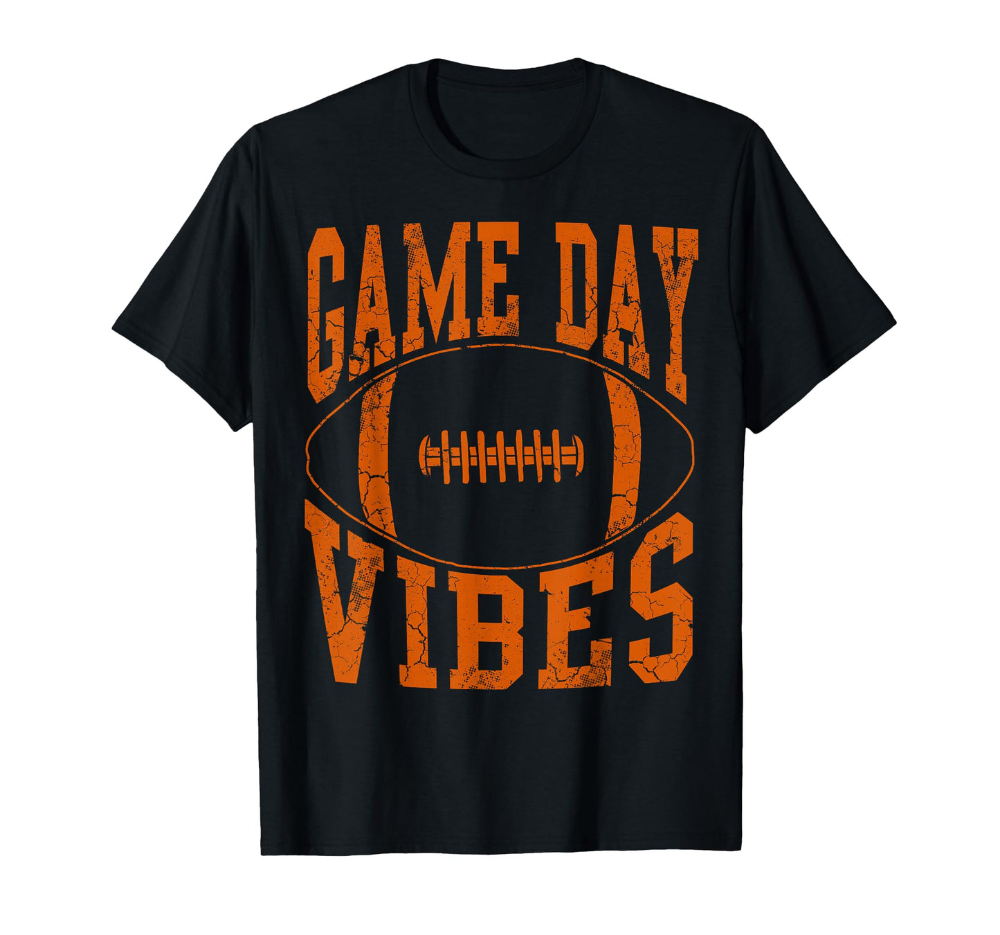 Game Day Vibes Orange Football Vintage Distressed T-Shirt