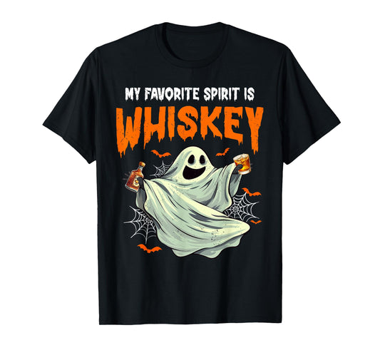 My Favorite Spirit is Whiskey | Funny Ghost Drinking Whiskey T-Shirt