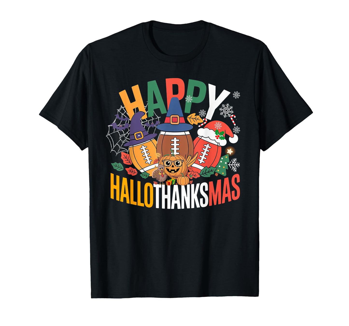 Funny Football HalloThanksMas Spooky T-Shirt
