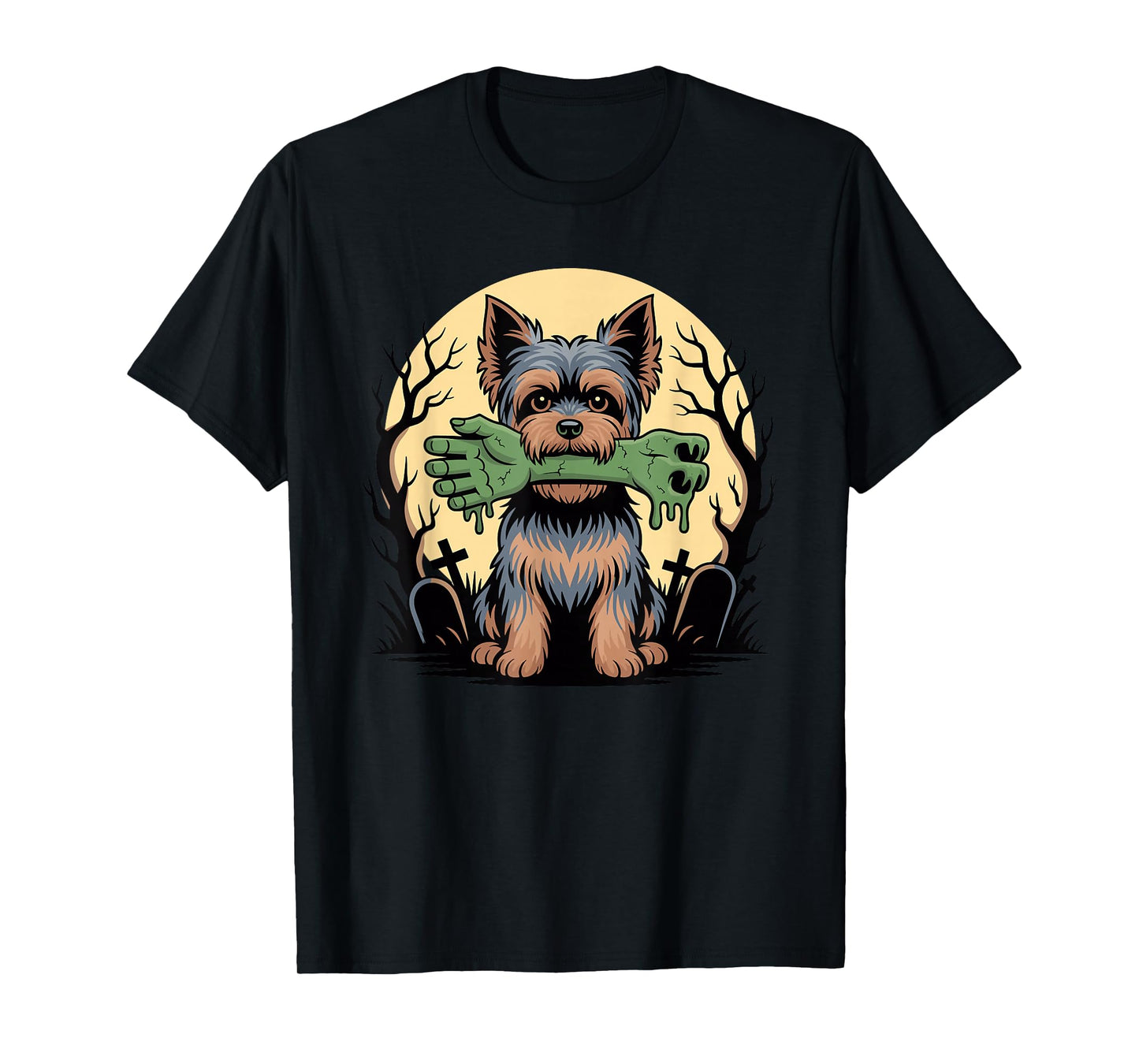Halloween Moon Zombie Hand Yorkshire Terrier Terriers Yorkie T-Shirt