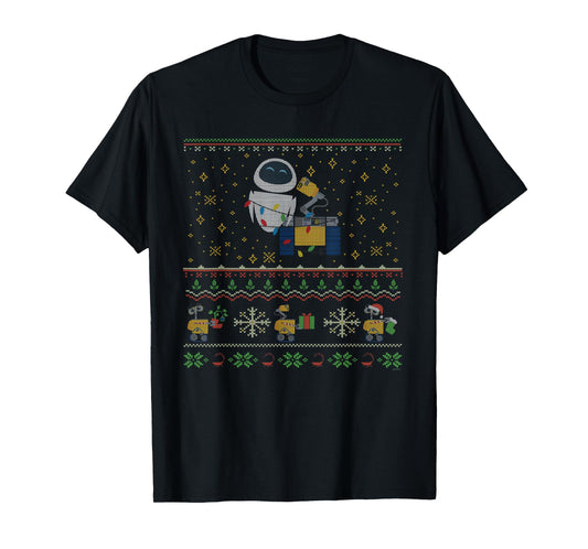 Disney PIXAR Wall-E & Eve Ugly Christmas Sweater Holiday T-Shirt