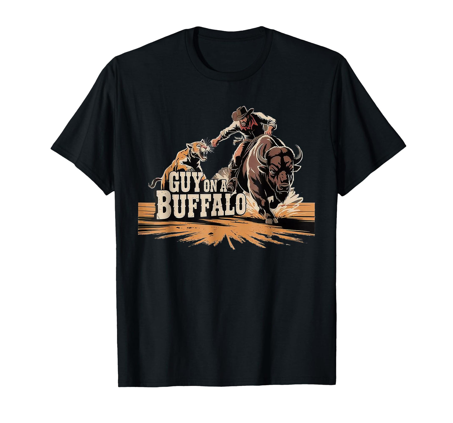 Funny Guy On A Buffalo Western Style T-Shirt