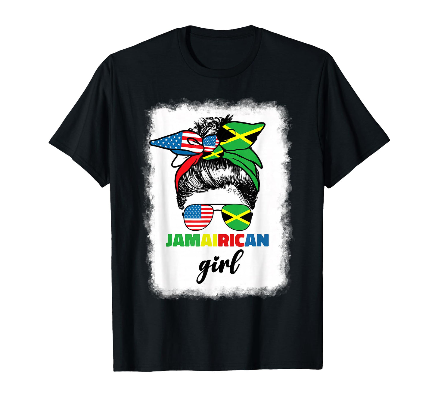 Half American Jamaican America Jamaica Flag JamaiRican Girl T-Shirt