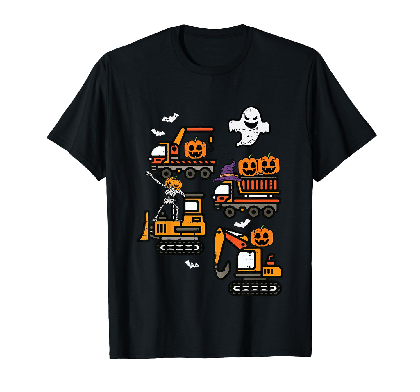 Kids Spooky Construction Trucks Halloween Costume Toddler Boys T-Shirt