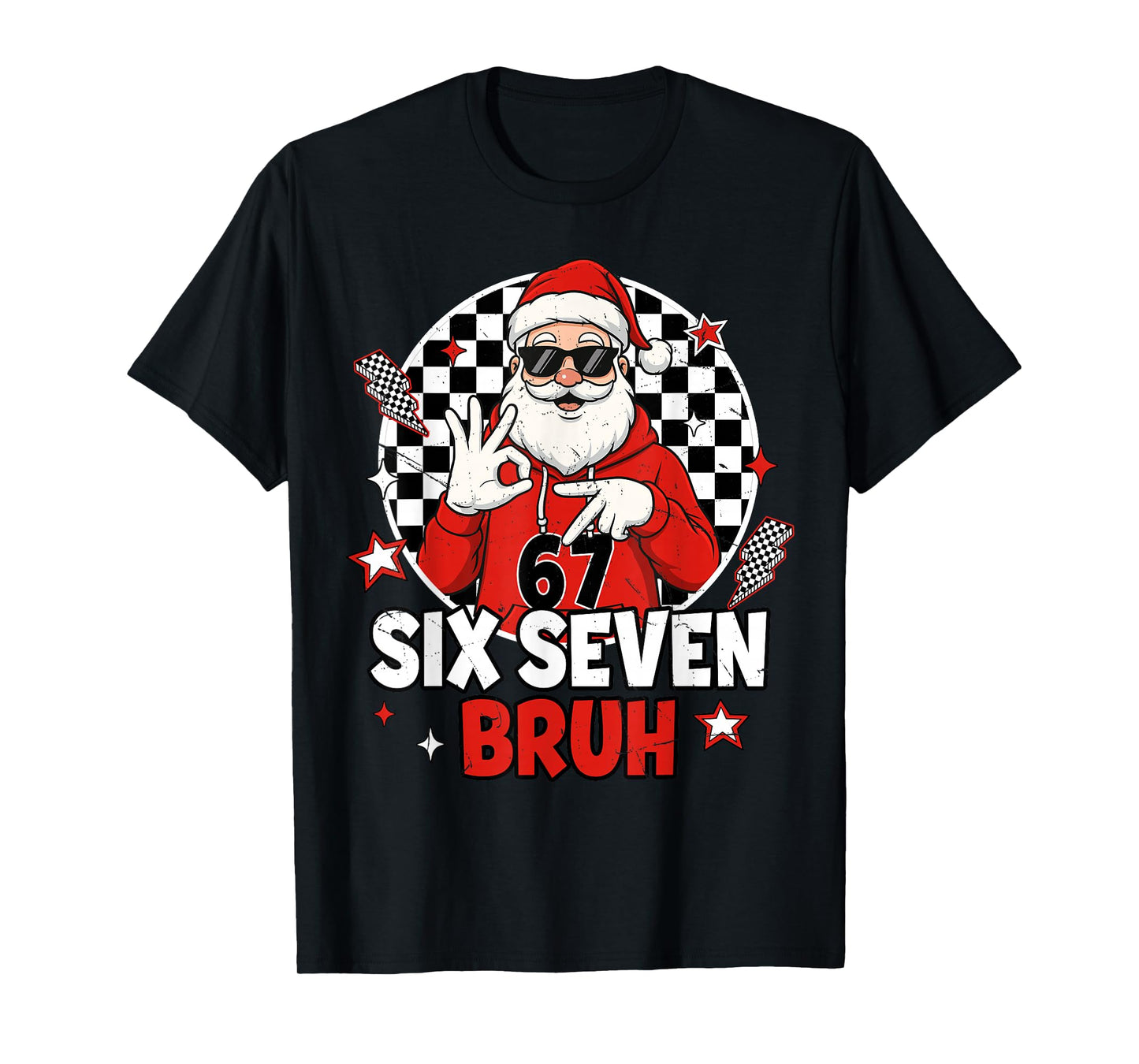 Funny 67 Meme Six Seven Christmas Bruh Santa Kids Boys Men T-Shirt