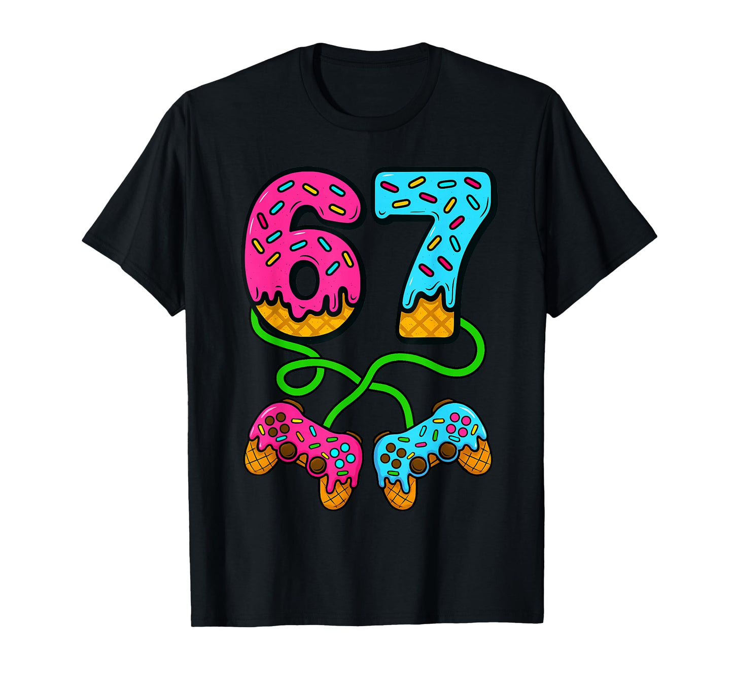 67 Ice Cream Drip Meme Gamer Six Seven Gen Alpha Slang T-Shirt