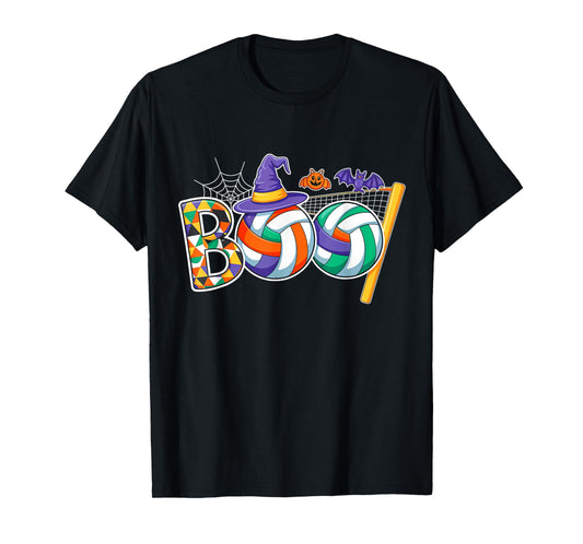 Volleyball Boo Creepy Halloween Pumpkin Volleyball Lover T-Shirt