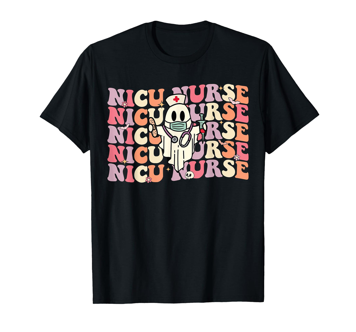 Groovy NICU Nurse Halloween Ghost Costume Neonatal Nurse T-Shirt