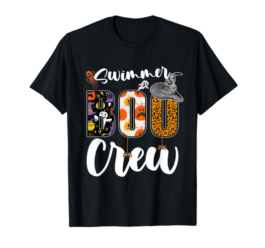 Swimmer Boo Crew Halloween Matching Swim Coach T-Shirt