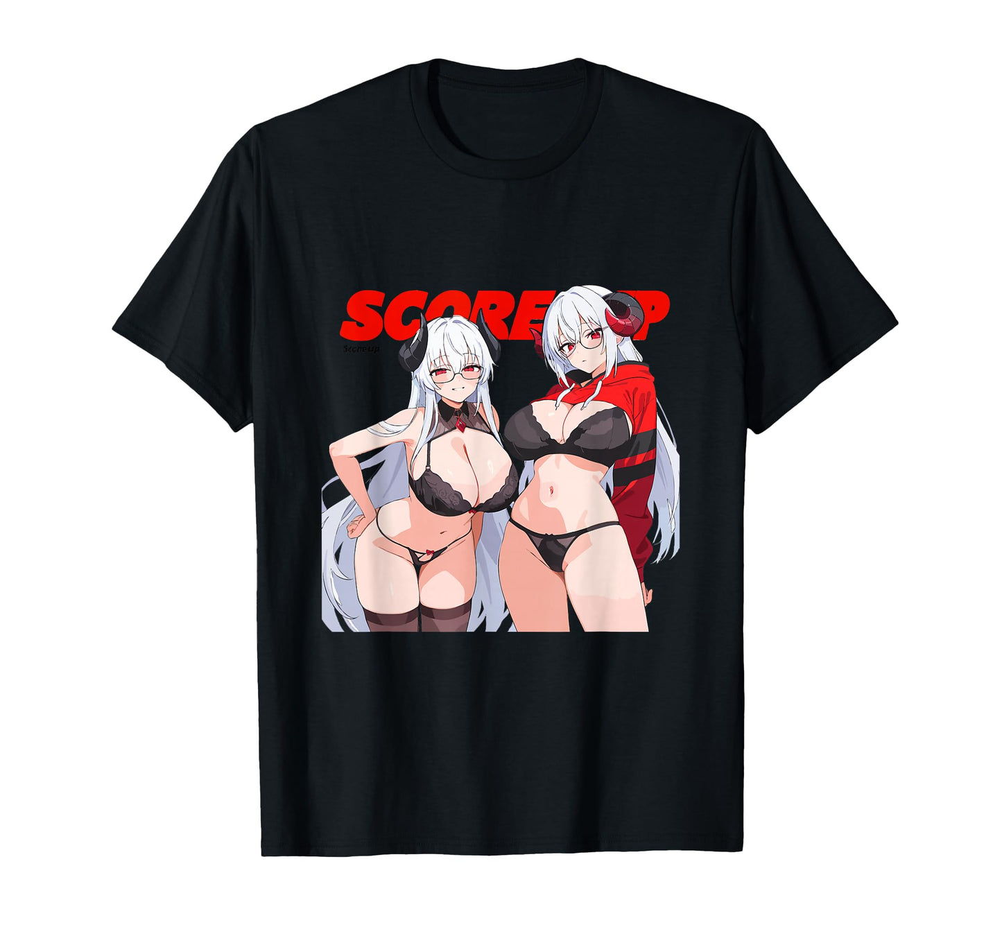 Waifu Sexy Anime Girl Glasses Horns Japanese Style T-Shirt