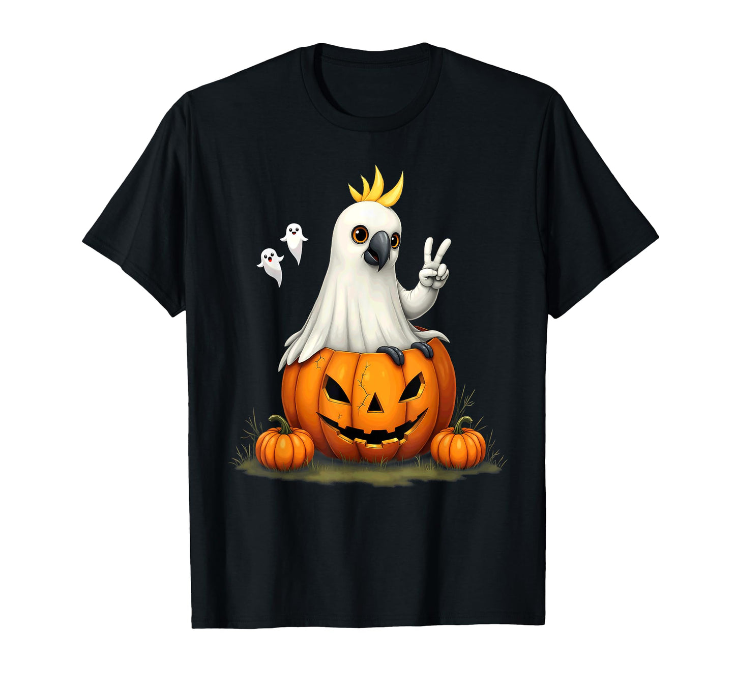 Pumpkin Boo Ghost Cockatoo Halloween Costume T-Shirt