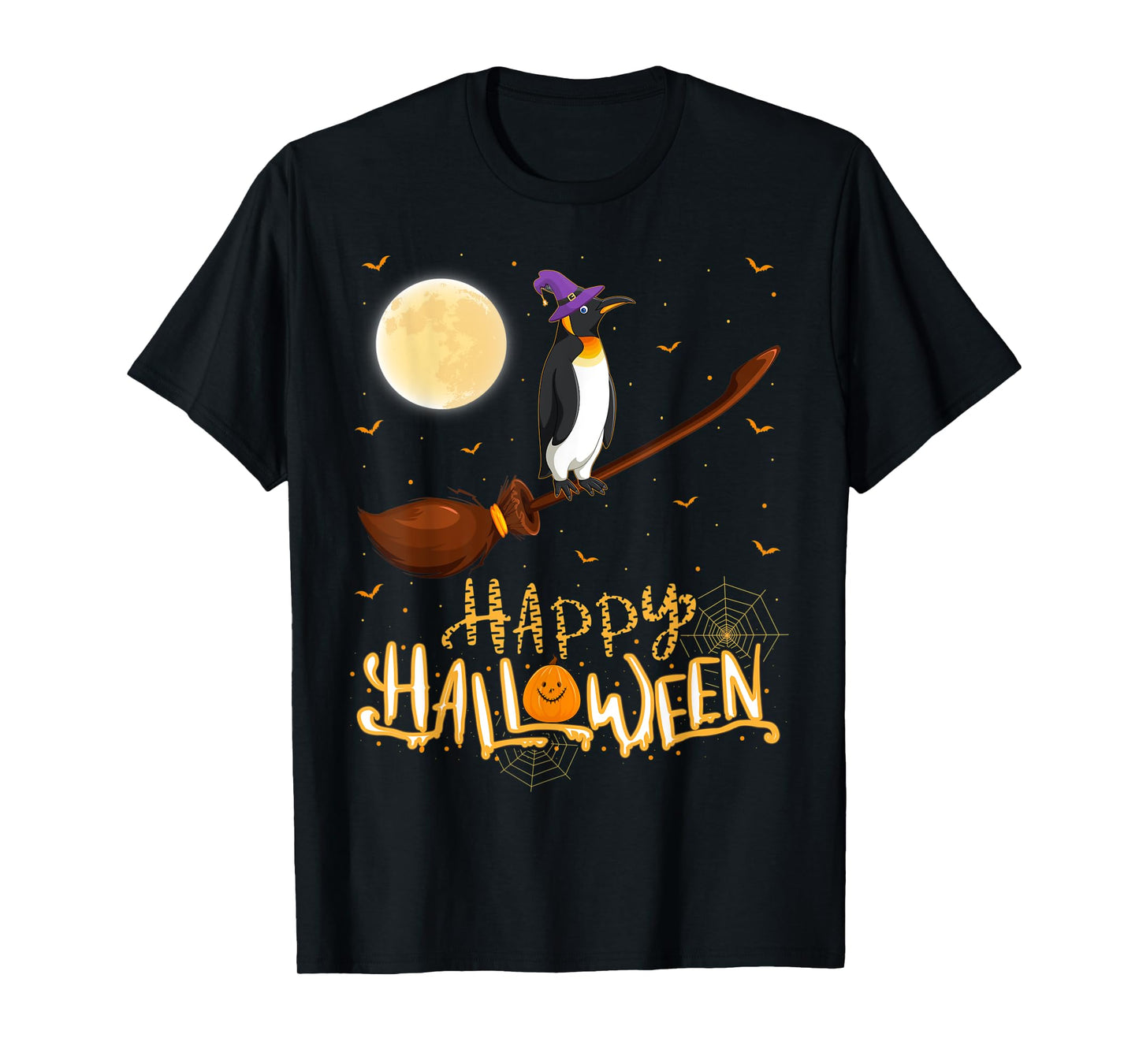 Emperor Penguin Ride Witch Shotgun Emperor Penguin Halloween T-Shirt