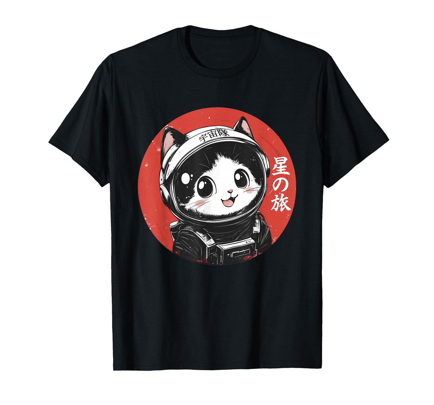 Space Cat Graphic Tee Astronaut Kawaii Japanese Art Anime T-Shirt
