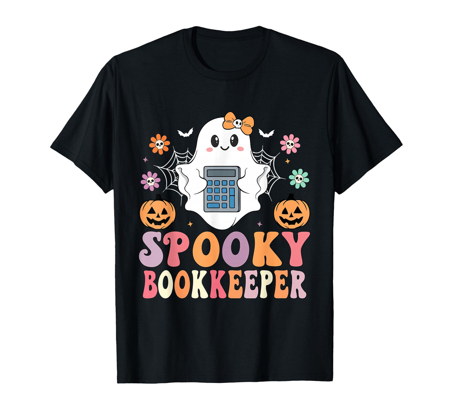 Spooky Ghost Bookkeeper Halloween Accountant Spreadsheets T-Shirt