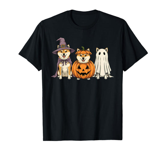 Spooky Ghost Shiba Inu Pumpkin Halloween Dog Lover T-Shirt