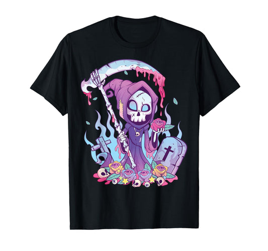 Pastel Goth Creepy Death Grim Reaper Kawaii Occult Menhera T-Shirt Small