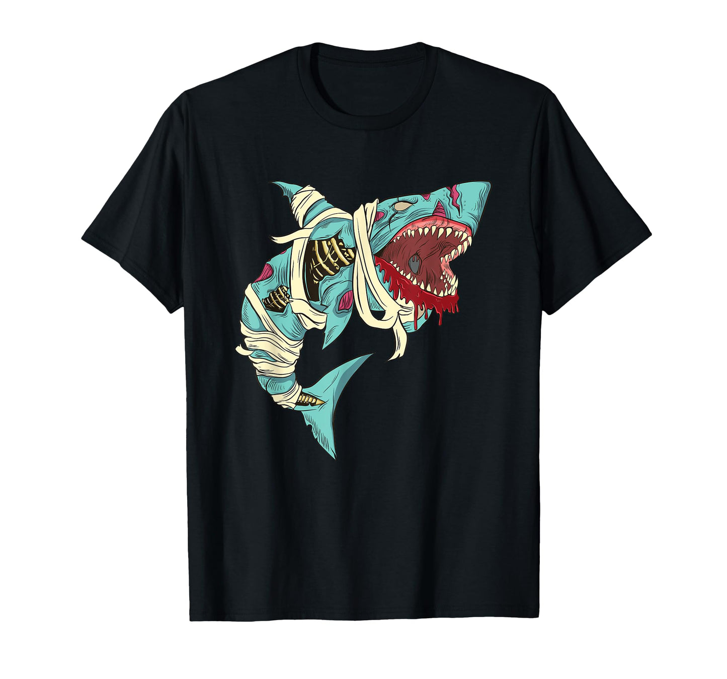 Shark Zombie Shirt Creepy Zombie Halloween Costume Mummy T-Shirt