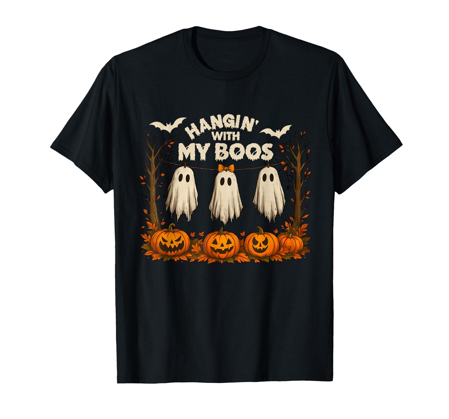 Funny Retro Hanging With My Boos Ghosts Halloween Autumn T-Shirt
