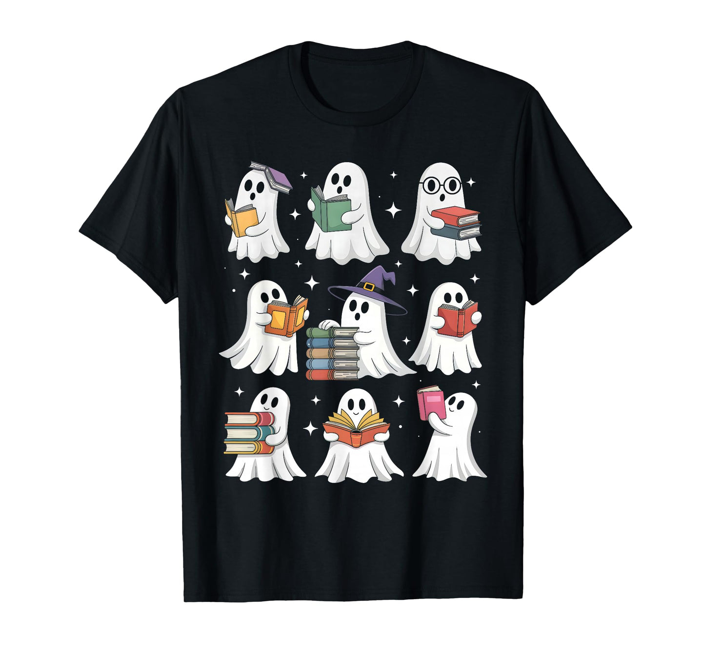 Ghost Reading Teacher Halloween Costume Librarian Book Lover T-Shirt
