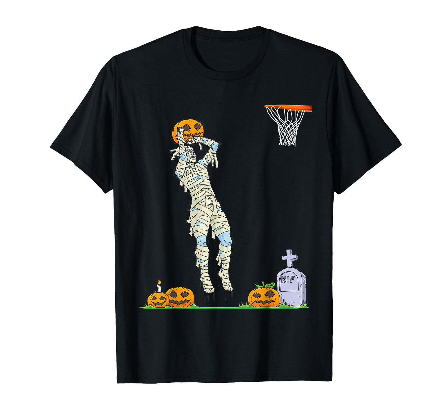 Funny Mummy Basketball Halloween Pumpkin T-Shirt