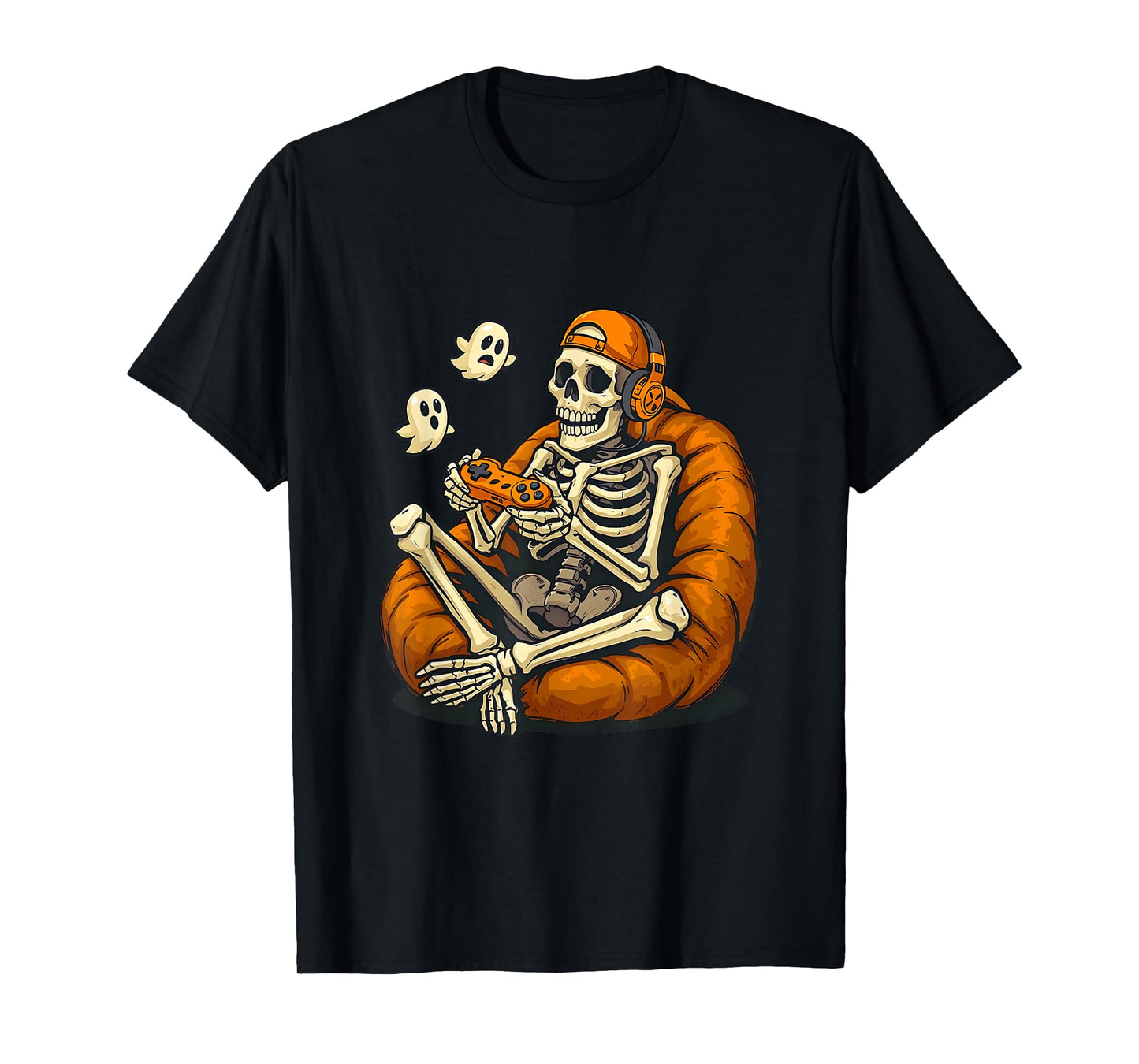 Halloween Skeleton Gamer Video Gaming Boys Men Kids Tees T-Shirt