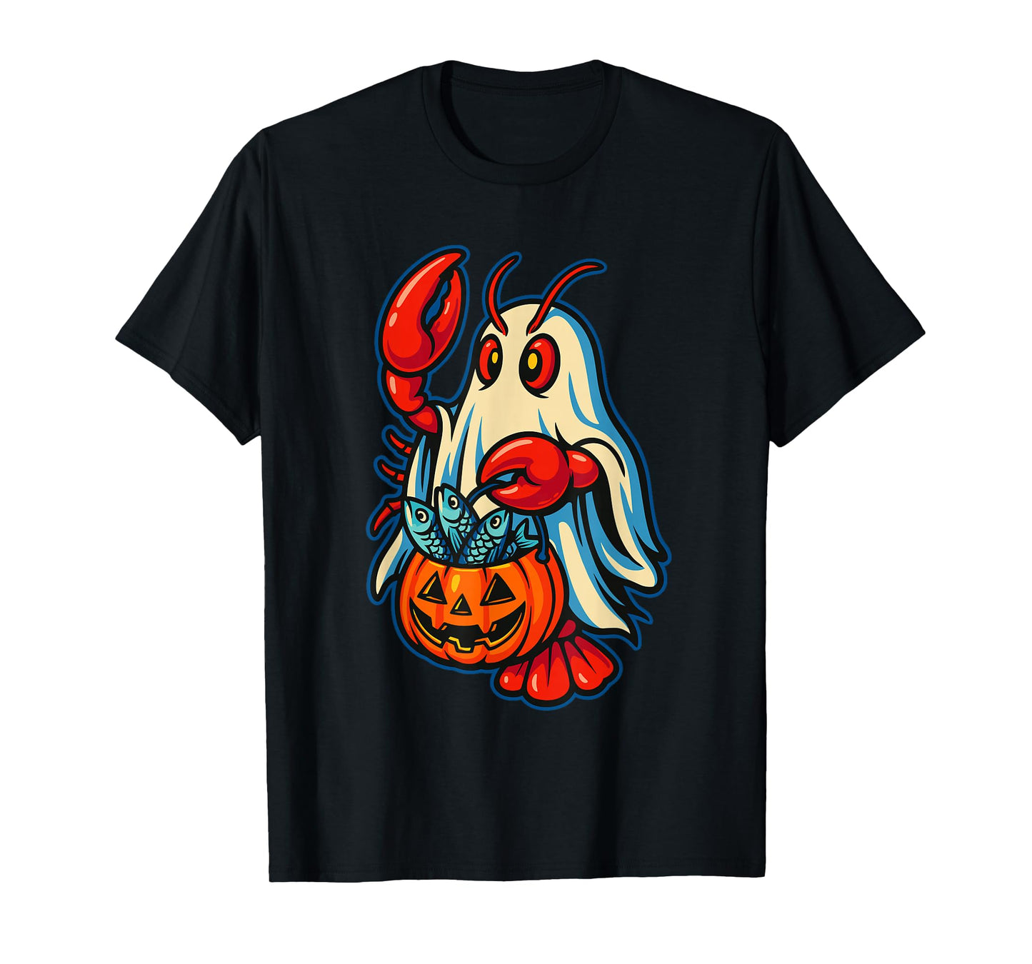 Halloween Lobster Ghost Funny Fish Lovers Nautical Themed T-Shirt