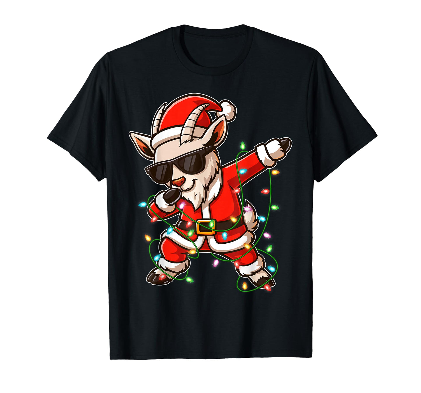 Dabbing Goat Christmas Santa Claus Funny Xmas PJs Men Women T-Shirt