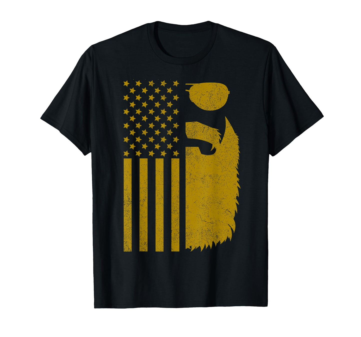 Patriotic US Flag Beard and Sunglasses for Men with Beards T-Shirt