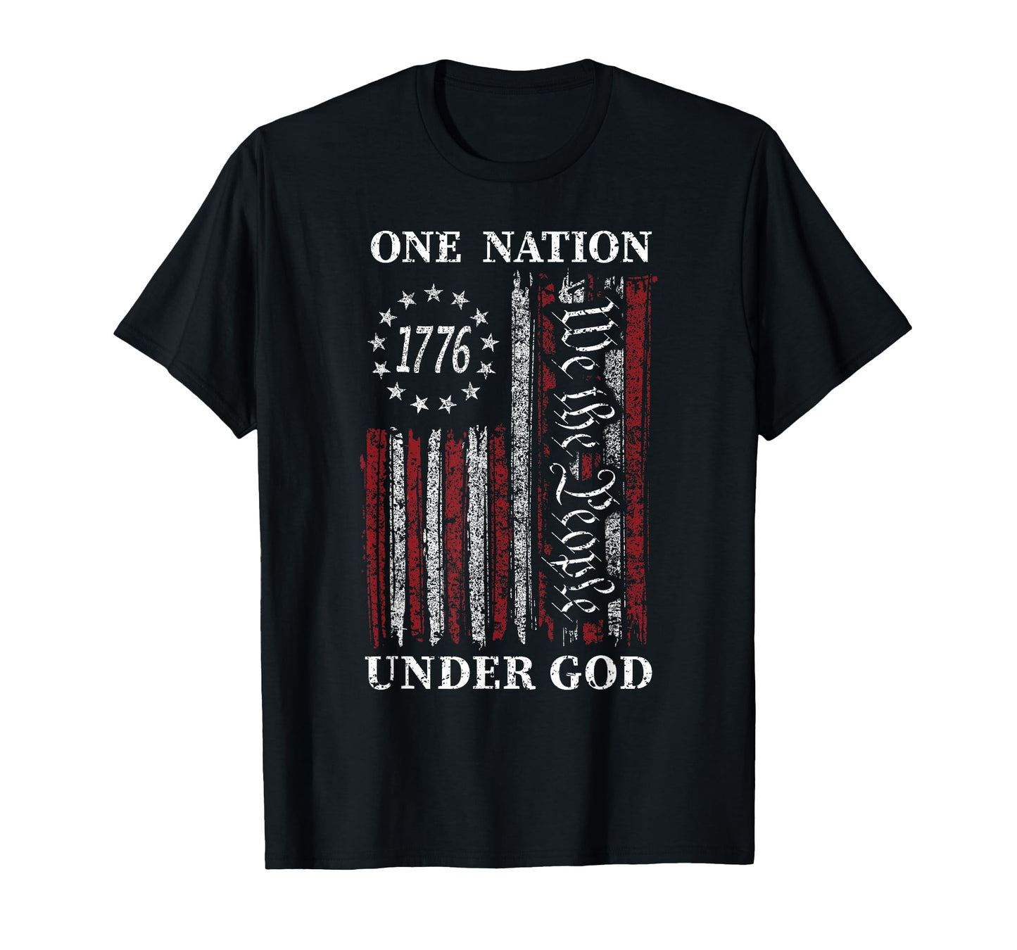 One Nation Under God Flag 4th of July Patriotic Christian T-Shirt