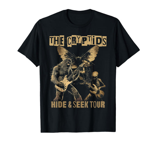 Bigfoot Sasquatch Alien Mothman UFO Heavy Metal Cryptid Band T-Shirt