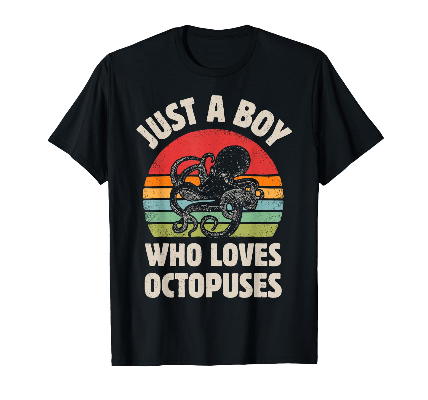 Octopus Just A Boy Who Loves Sea Animals Men Retro Vintage T-Shirt