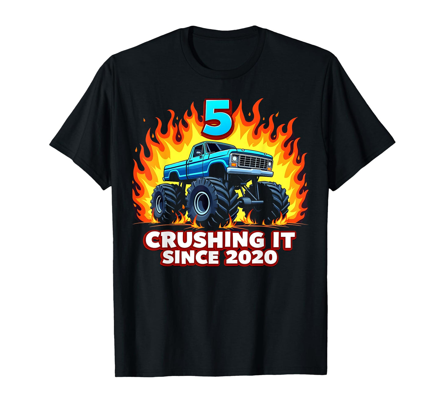 5 Year Old Monster Truck Boy Since 2020 Toddler 5th Birthday T-Shirt