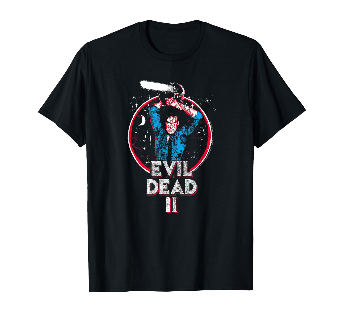 Evil Dead 2 Ash and Chainsaw Circle Logo Horror Movie T-Shirt