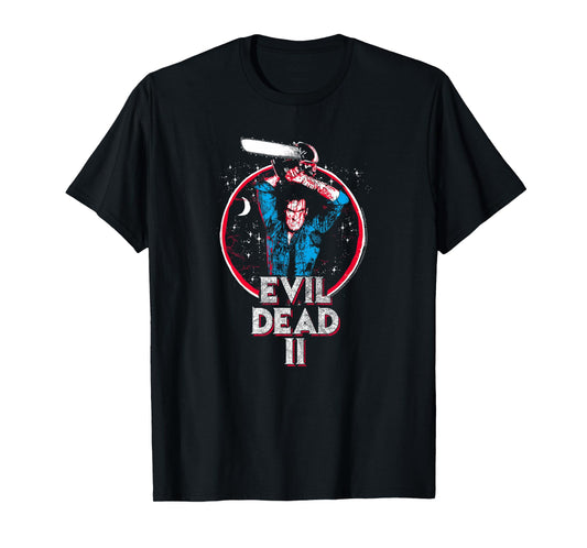 Evil Dead 2 Ash and Chainsaw Circle Logo Horror Movie T-Shirt