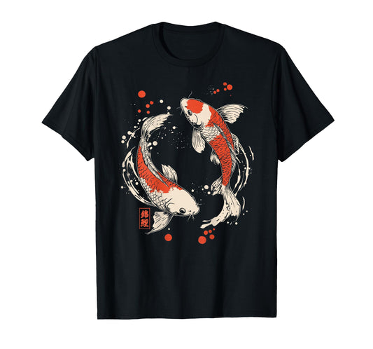 Vintage Japanese Yin And Yang Nishikigoi Carp Fish Koi T-Shirt