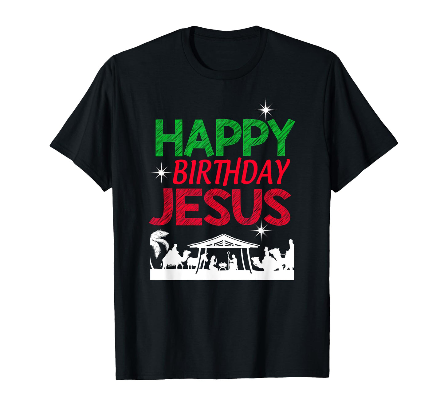 Happy Birthday Jesus Christian Christmas Religious Nativity T-Shirt