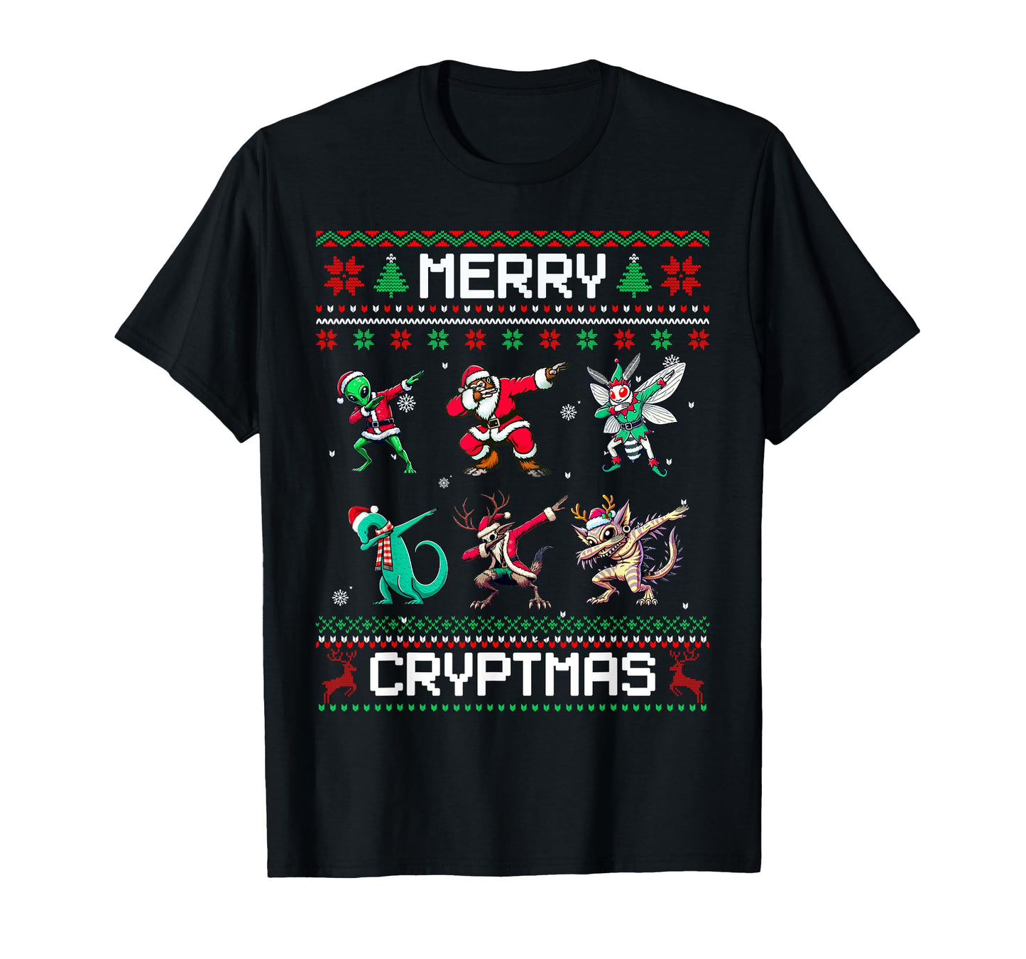 Merry Cryptmas Dabbing Cryptid Ugly Christmas Sweater T-Shirt