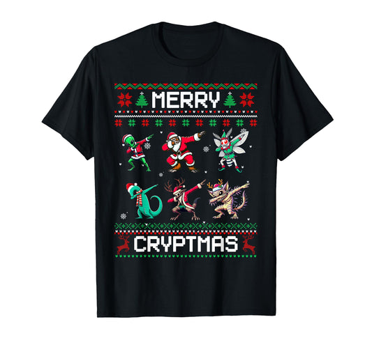 Merry Cryptmas Dabbing Cryptid Ugly Christmas Sweater T-Shirt