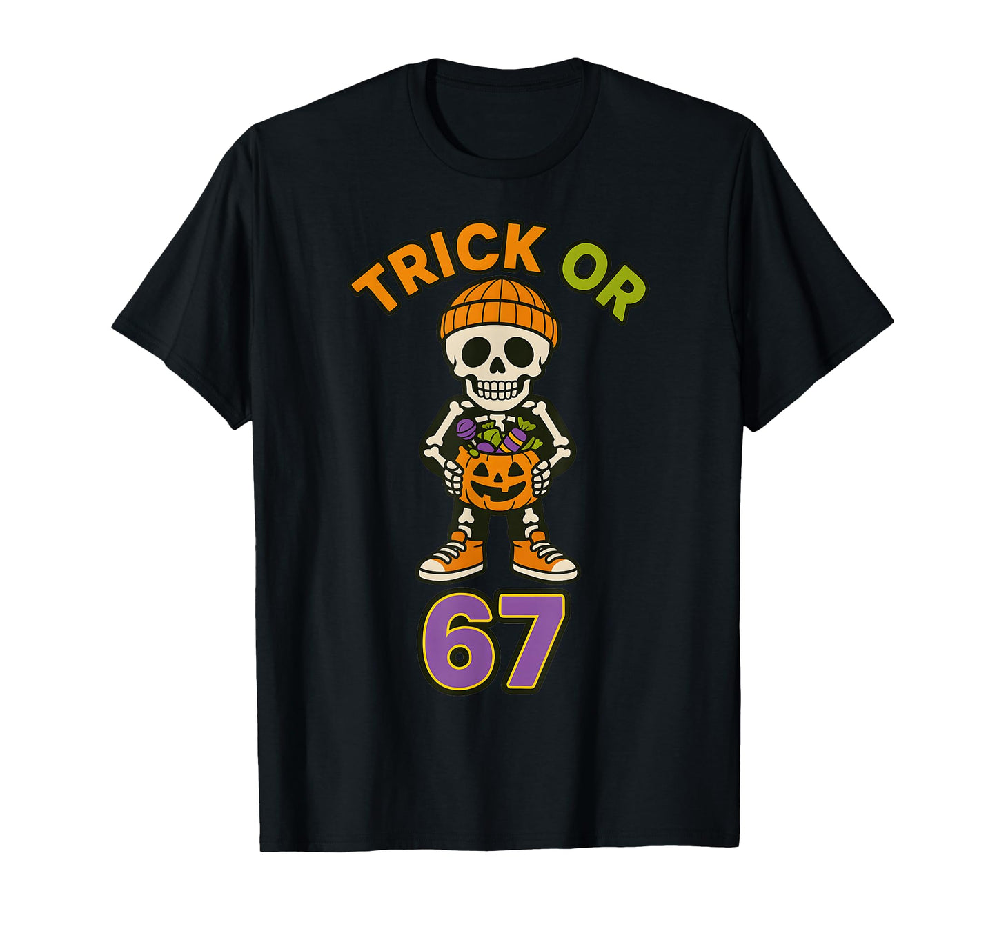 Funny 67 Halloween Trick Or Treat Skeleton Boys Six Seven T-Shirt
