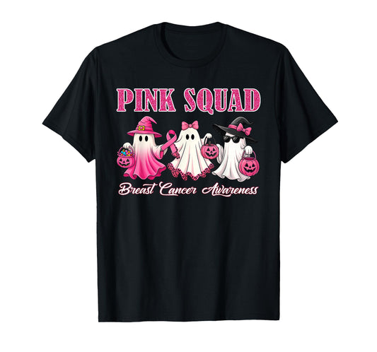Pink Squad Ghost Breast Cancer Awareness for Kids Girls T-Shirt