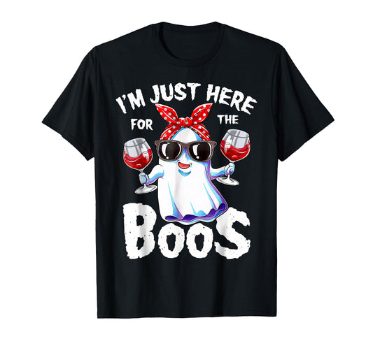 I'm Just Here for The Boos Halloween Women Ghost Cute Funny T-Shirt