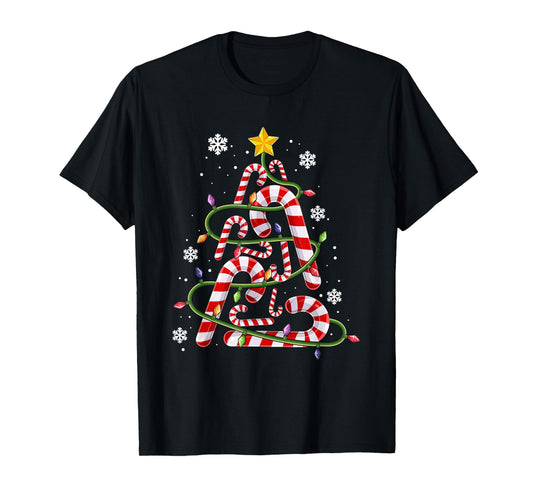 Candy Cane Shirt for Family, Kids Christmas Tree Lights T-Shirt