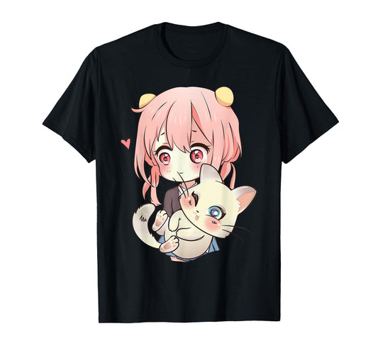 Anime and Cats Lover for Teen Manga Kawaii Graphic Otaku T-Shirt