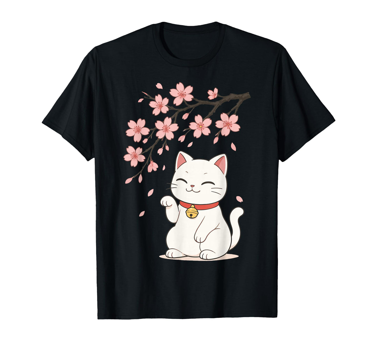 Cat Cherry Blossom Japan Anime T-Shirt