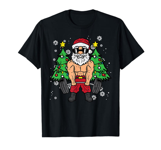Christmas Santa Deadlift Xmas Weightlift Gym Men Women T-Shirt