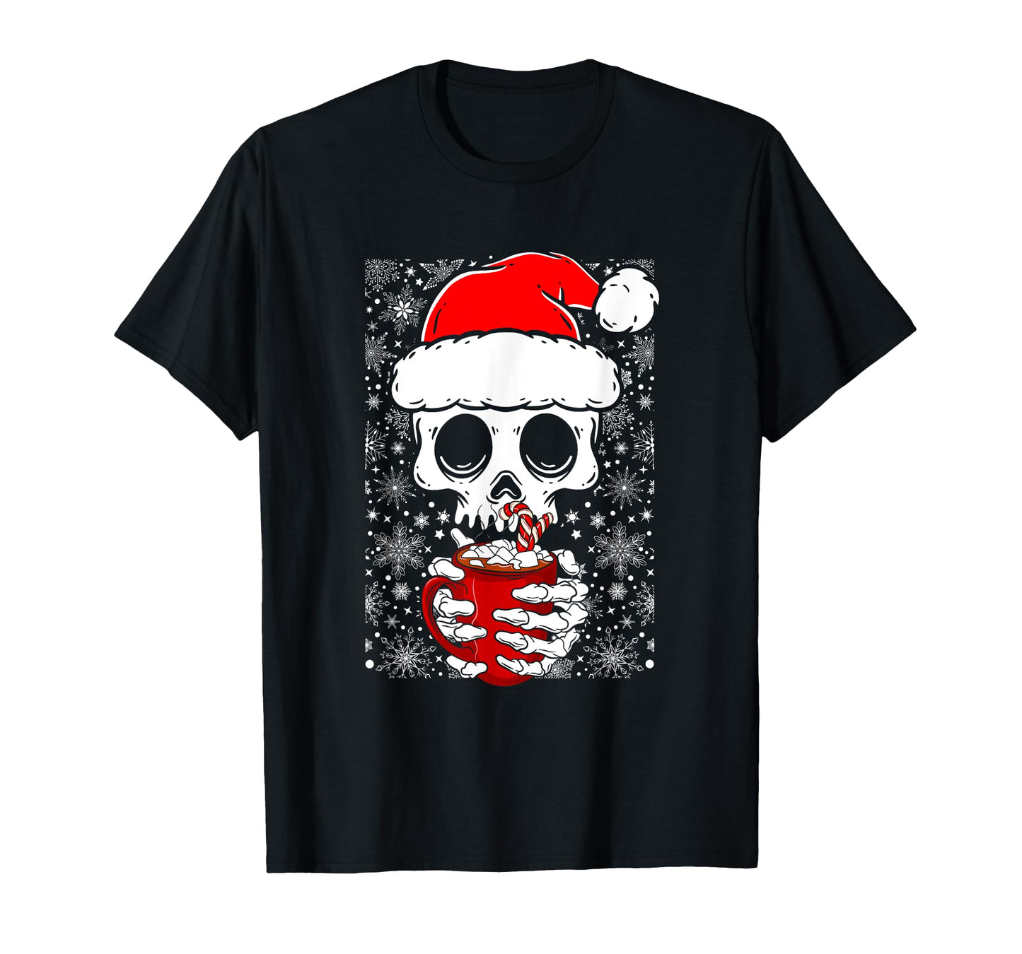 Christmas Skeleton Drinks Cocoa Santa Claus Skeleton T-Shirt