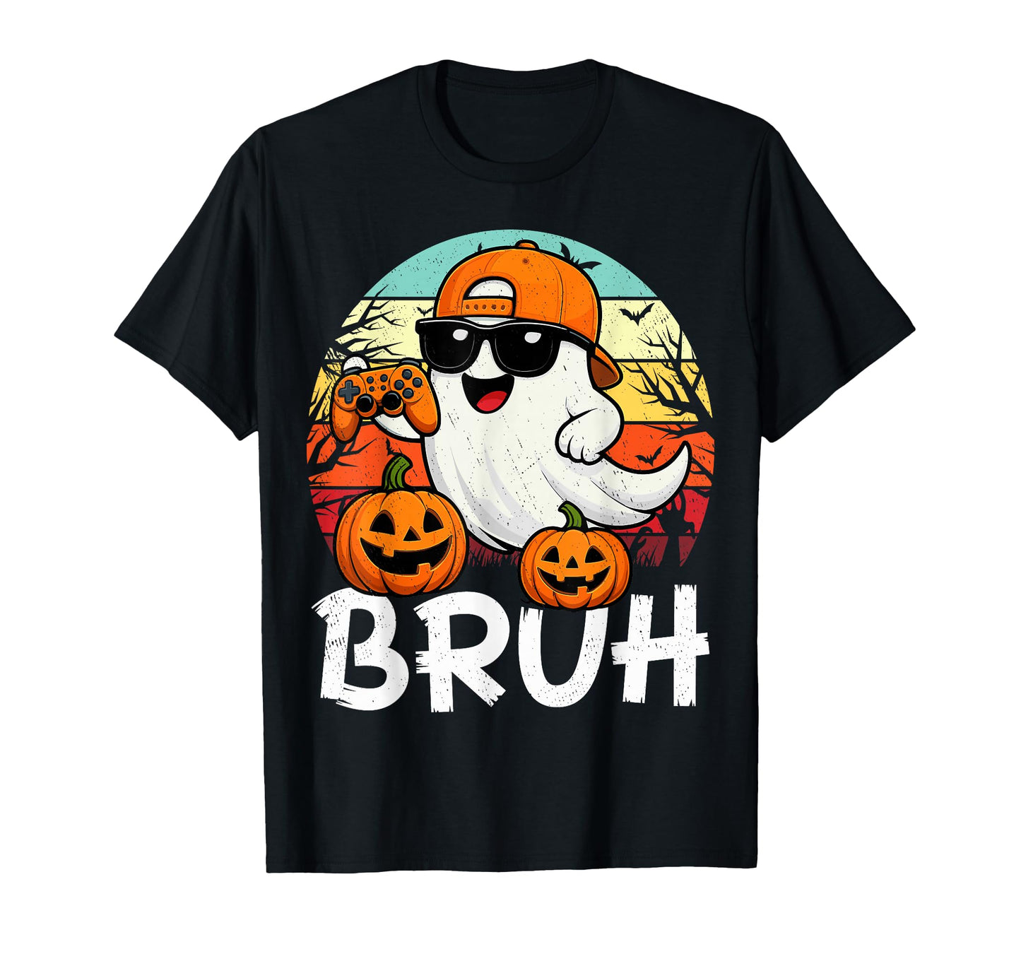 Halloween Ghost Gamer Bruh Video Gaming Halloween Ghosts T-Shirt