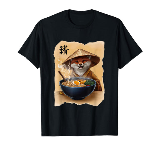 Fox Men Woman Kawaii Eating Ramen Japanese Fox T-Shirt